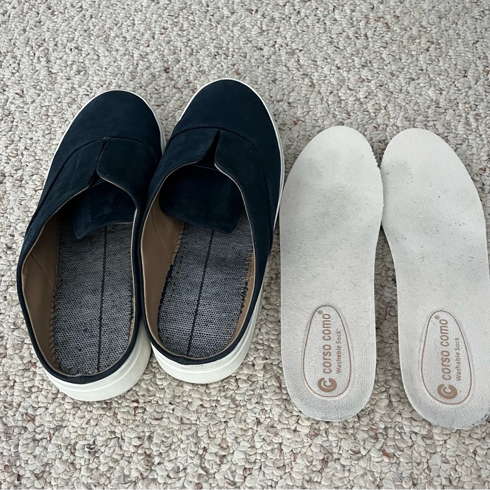 Corso Como Womens Trena Platform Slip On Mule Sneakers Size 9M navy leather - Picture 8 of 12